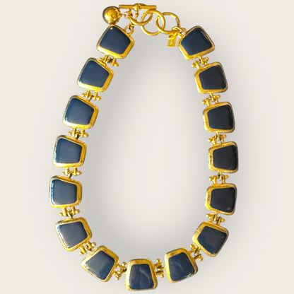 Vintage Anne Klein for Talbots Gold & Navy Enamel Statement Collar Necklace – Signed, Rare