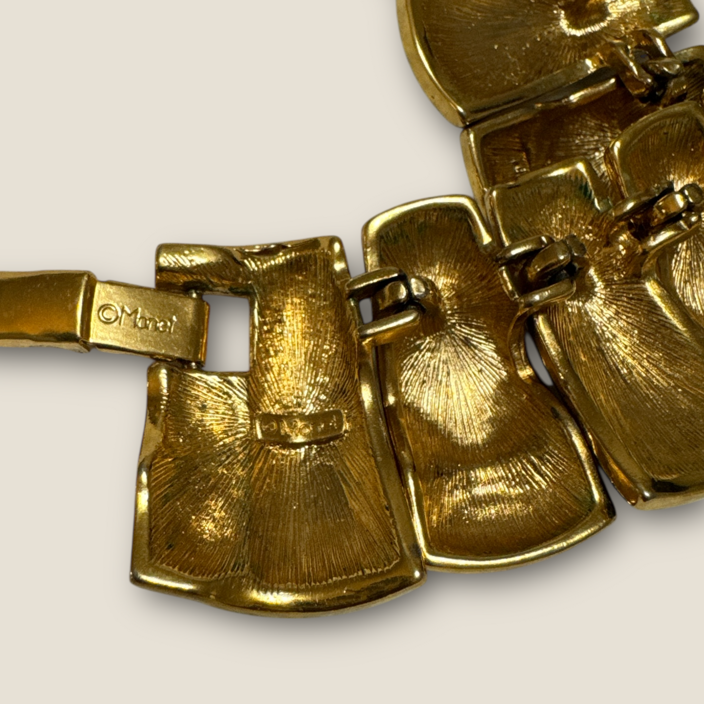 Vintage Monet Navy Blue & Gold Couture Statement Collar Necklace – 1980s Signed