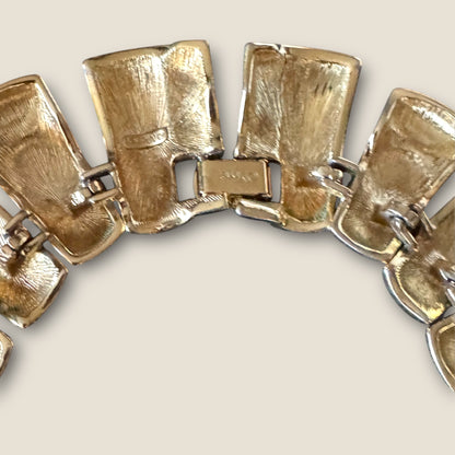 Vintage Monet Navy Blue & Gold Couture Statement Collar Necklace – 1980s Signed