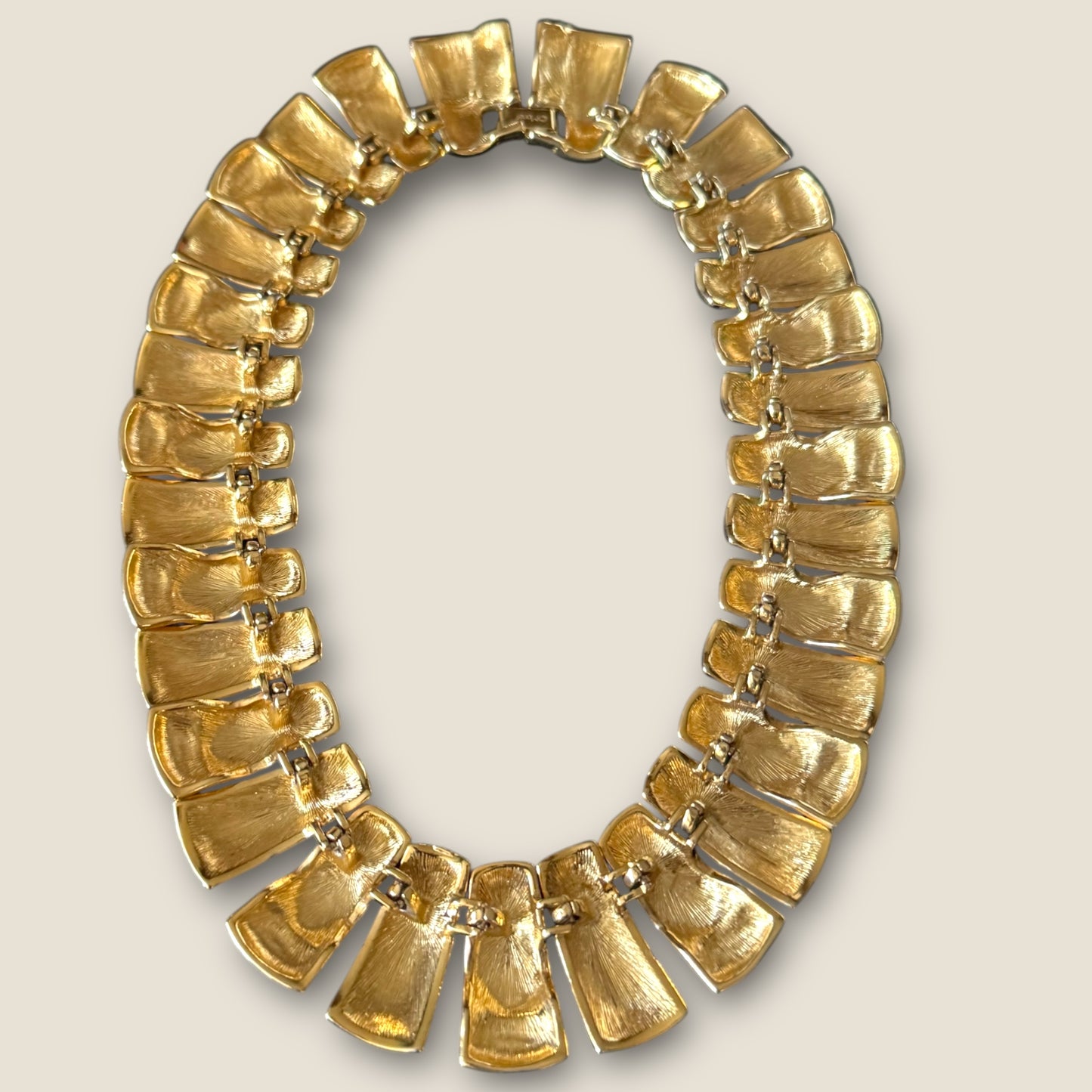 Vintage Monet Navy Blue & Gold Couture Statement Collar Necklace – 1980s Signed