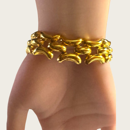 Vintage Kenneth Jay Lane KJL Gold-Tone Bracelet with Blue Lucite Rhinestone – 7 Inch