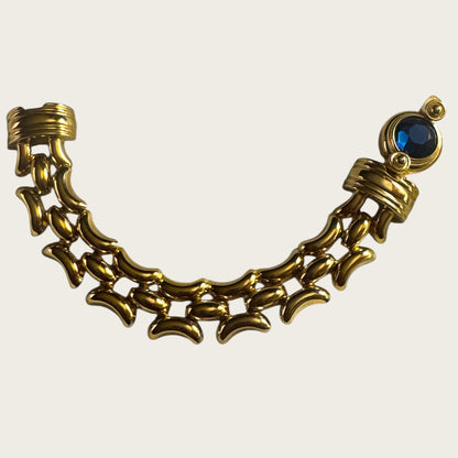 Vintage Kenneth Jay Lane KJL Gold-Tone Bracelet with Blue Lucite Rhinestone – 7 Inch