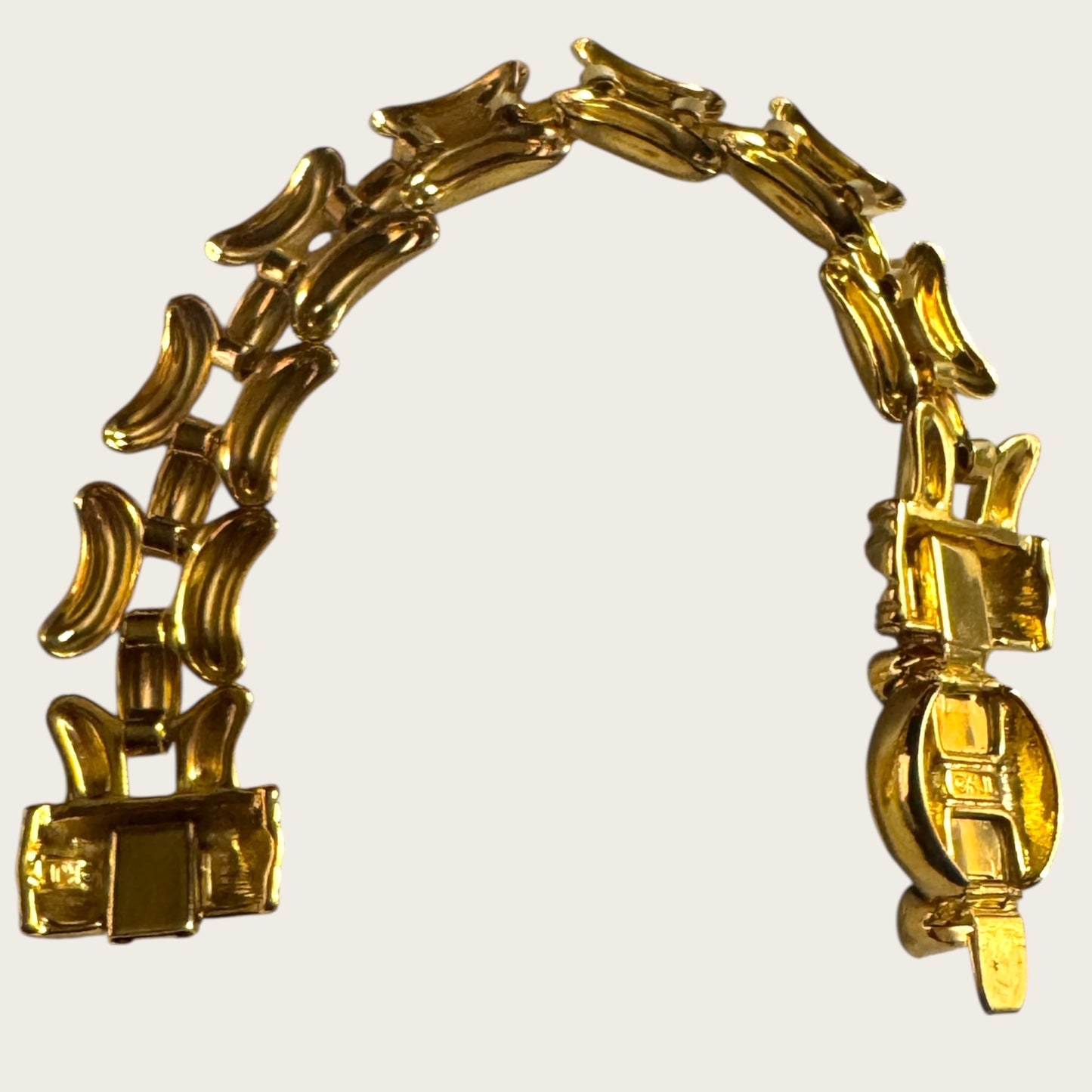 Vintage Kenneth Jay Lane KJL Gold-Tone Bracelet with Blue Lucite Rhinestone – 7 Inch