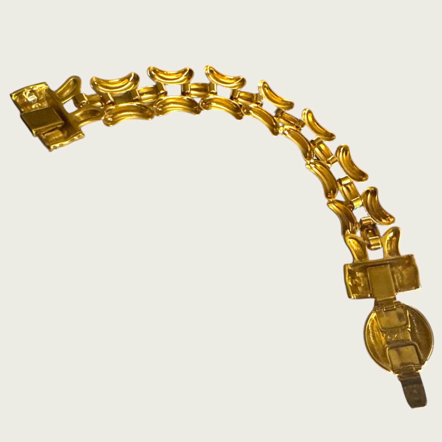 Vintage Kenneth Jay Lane KJL Gold-Tone Bracelet with Blue Lucite Rhinestone – 7 Inch