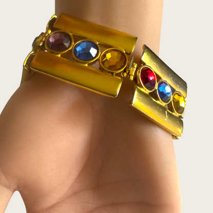 Vintage Ben-Amun Articulated Couture Bracelet with Jewel-Tone Glass Crystals