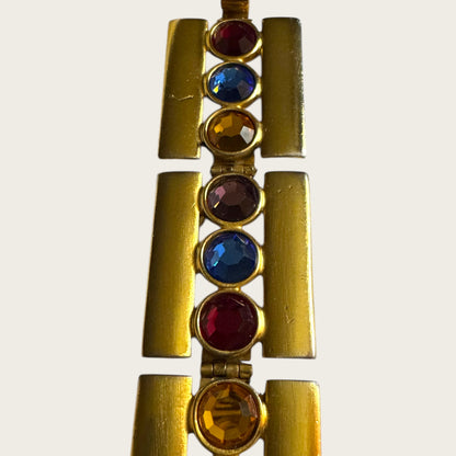 Vintage Ben-Amun Articulated Couture Bracelet with Jewel-Tone Glass Crystals