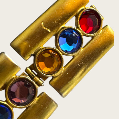 Vintage Ben-Amun Articulated Couture Bracelet with Jewel-Tone Glass Crystals
