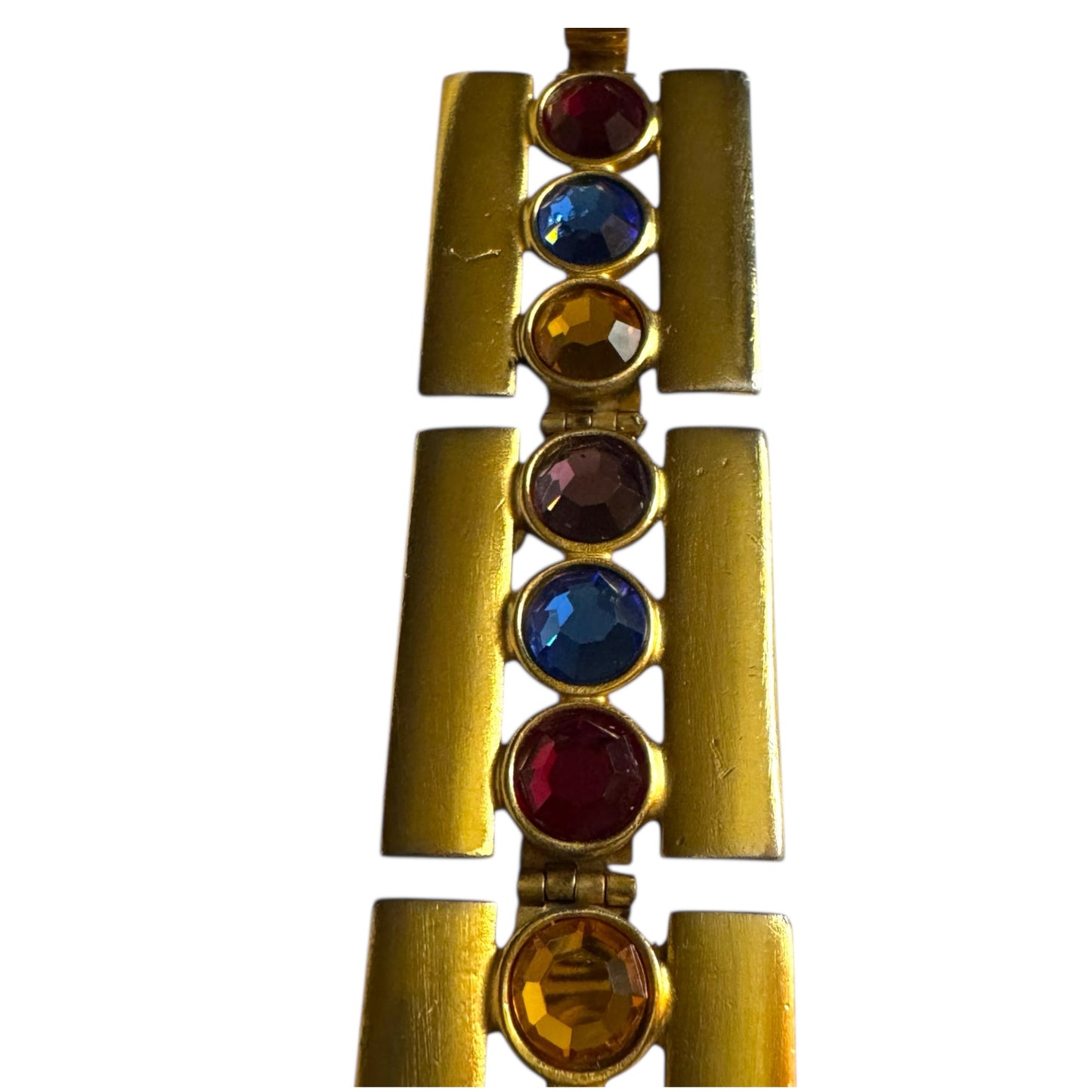 Vintage Ben-Amun Articulated Couture Bracelet with Jewel-Tone Glass Crystals