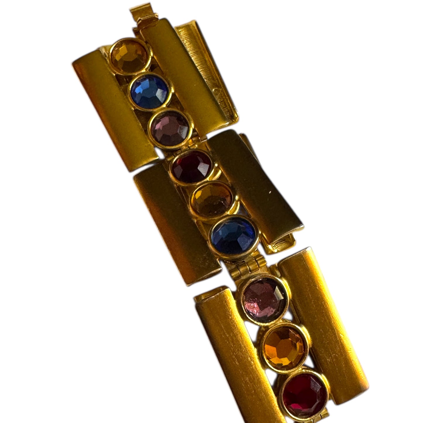 Vintage Ben-Amun Articulated Couture Bracelet with Jewel-Tone Glass Crystals