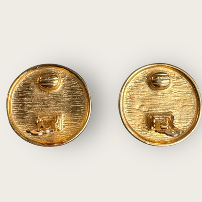 Vintage Roman Coin Motif Gold-Tone Clip-On Earrings