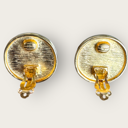 Vintage Roman Coin Motif Gold-Tone Clip-On Earrings