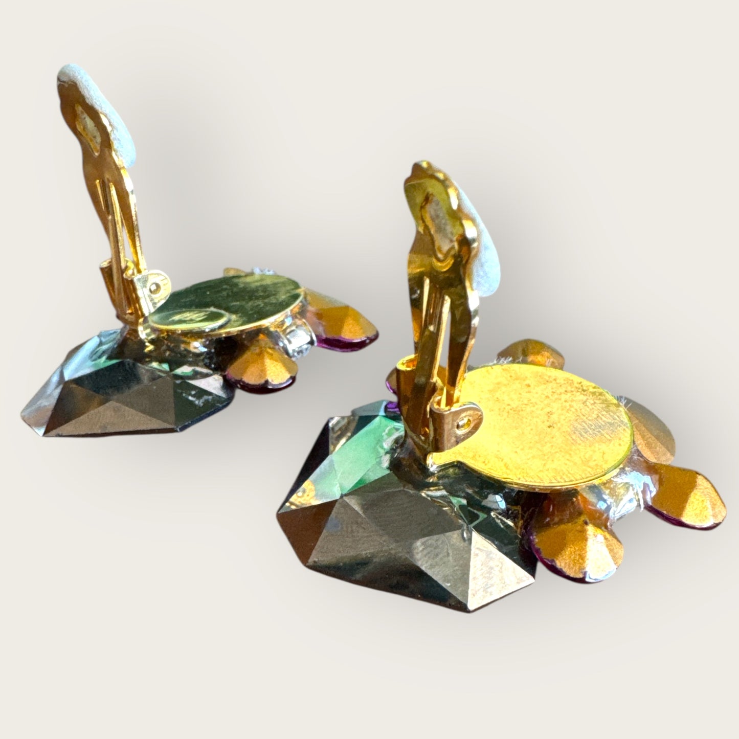 Vintage “Nelly” 1980s Statement Clip-On Earrings – Swarovski Crystal, Signed