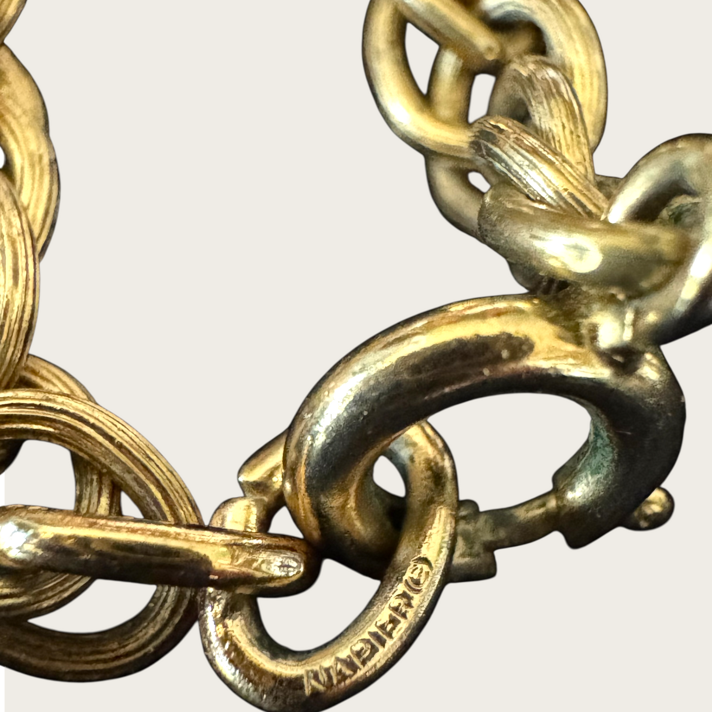 Signed Napier Gold-Tone Domed Medallion Necklace with Twisted Rope Edge | Vintage 1970s Renaissance Revival Statement Jewelry