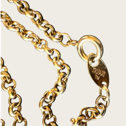 Signed Trifari Gold-Tone Domed Heart Pendant Necklace on 31-Inch Chain | Vintage 1970s Statement Jewelry