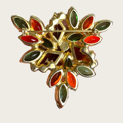 Juliana Verified Demi-Parure with Brooch and Clip-On Earrings | Autumn Rhinestones | Book Piece | Private Collection