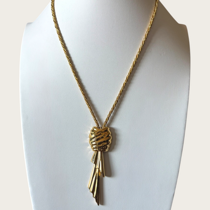 Vintage Monet Gold-Tone Rope Necklace with Articulated Tassel Pendant