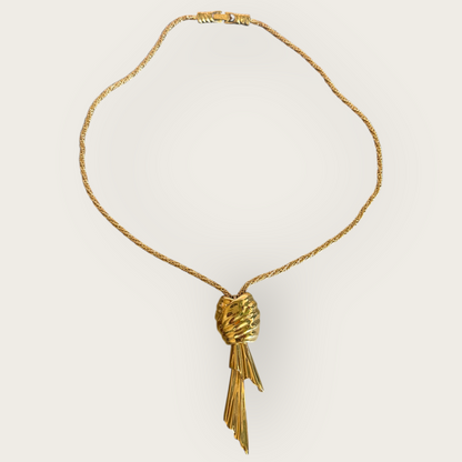 Vintage Monet Gold-Tone Rope Necklace with Articulated Tassel Pendant