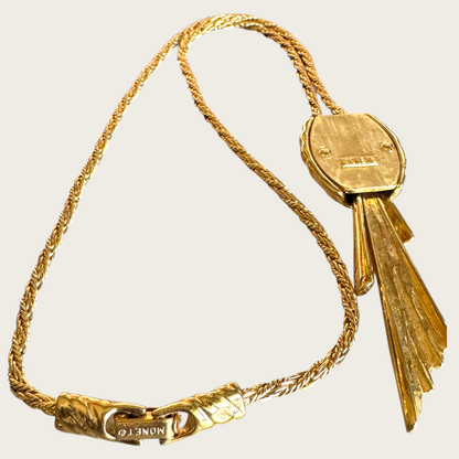 Vintage Monet Gold-Tone Rope Necklace with Articulated Tassel Pendant