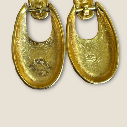 Vintage Givenchy Woven Texture Articulated Gold-Tone Statement Earrings