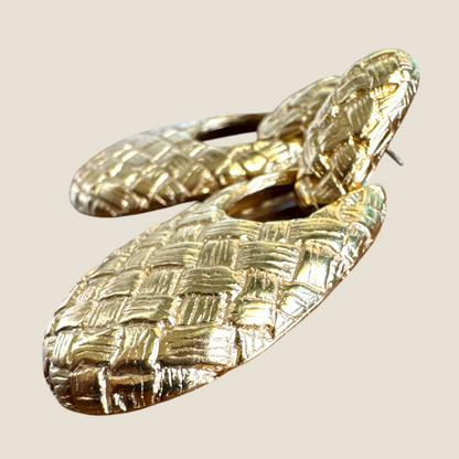 Vintage Givenchy Woven Texture Articulated Gold-Tone Statement Earrings