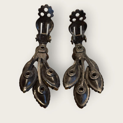 Vintage Japanned Rhinestone Earrings in Fall Tones – Unsigned 1940s–1950s