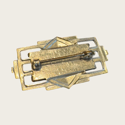 Art Deco 1930s Mother of Pearl & Silver-Tone Geometric Brooch – Petite Antique Pin