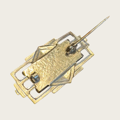Art Deco 1930s Mother of Pearl & Silver-Tone Geometric Brooch – Petite Antique Pin