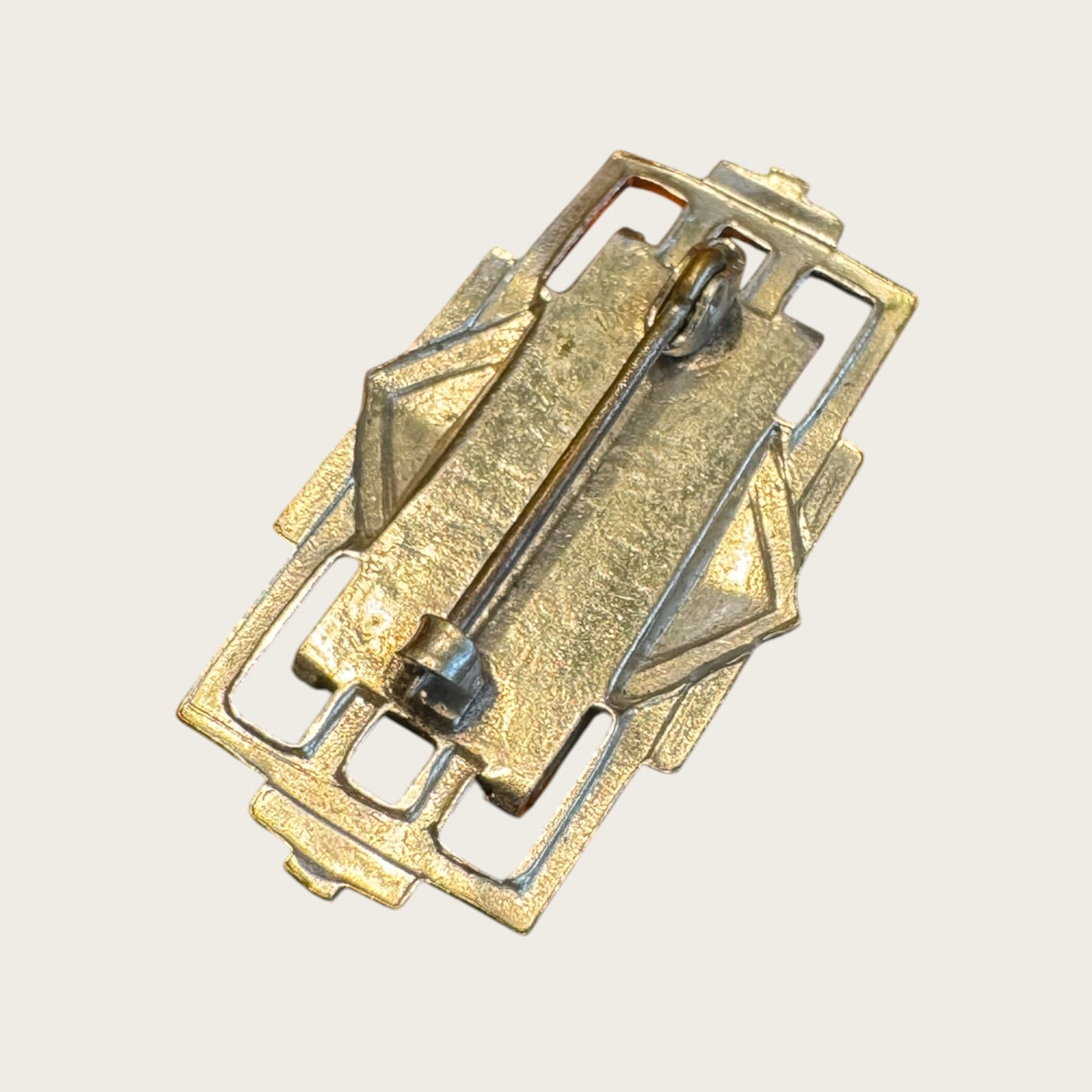 Art Deco 1930s Mother of Pearl & Silver-Tone Geometric Brooch – Petite Antique Pin