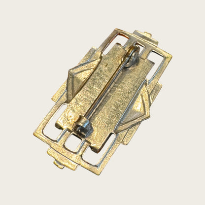 Art Deco 1930s Mother of Pearl & Silver-Tone Geometric Brooch – Petite Antique Pin