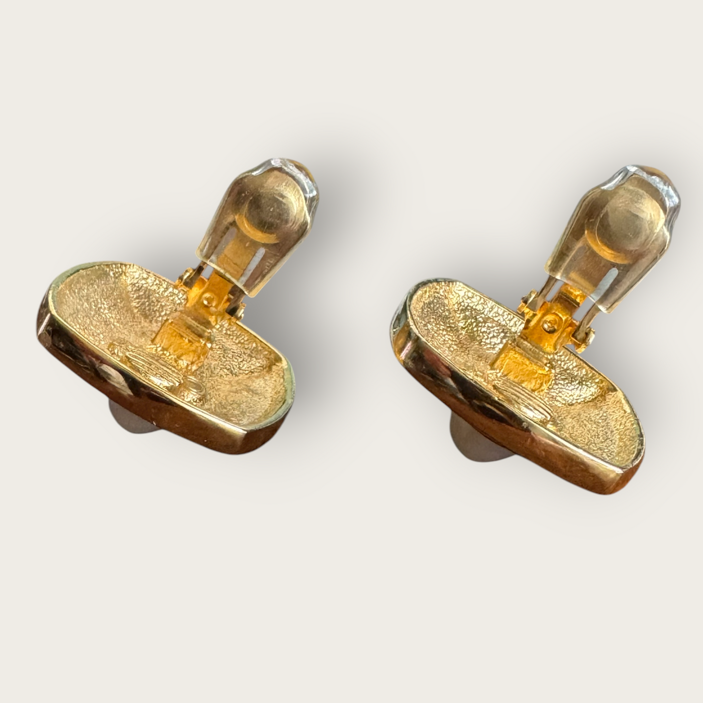 E. Pearl Vintage Enamel & Pearlized Cabochon Earrings