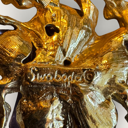 Vintage Swoboda Amethyst & Quartz Floral Brooch & Earrings Set with Real Pearls – Signed