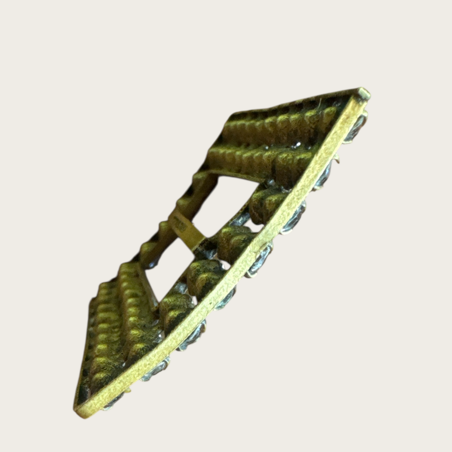 Antique Czechoslovakian Paste Rhinestone Belt Buckle – Brass Frame (c.1900–1920)