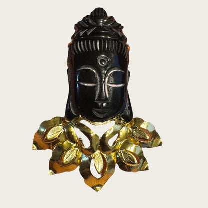 Vintage Gilt Lotus Mount Carved Black Jade Buddha Brooch & Pendant  (1950s–1970s)