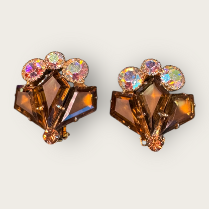 Verified Juliana Root Beer Aurora Borealis Fan Earrings — Book Piece