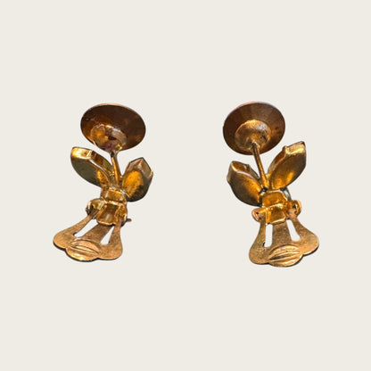 Austrian Crystal Rivoli Floral Clip-On Earrings – Lavender AB & Amethyst
