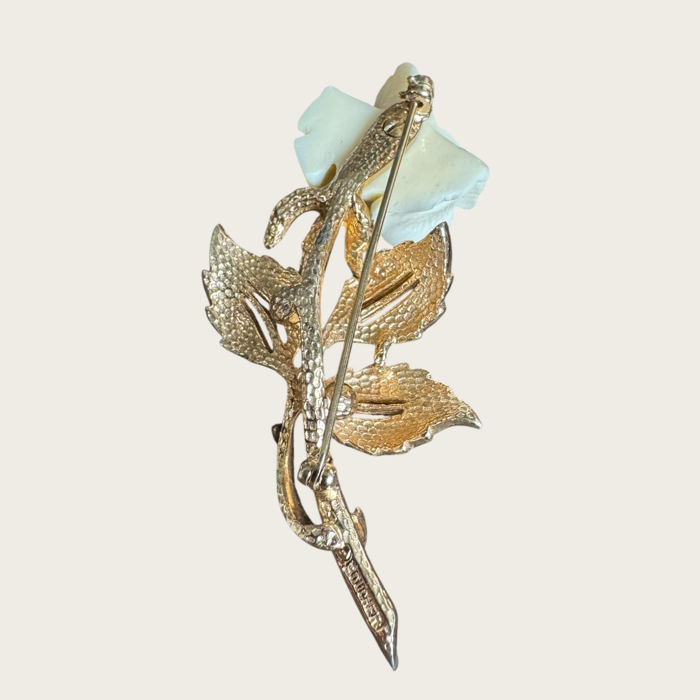 Marcel Boucher Carved Faux Ivory Rose Brooch & Clip-On Earrings – U.S. Patent