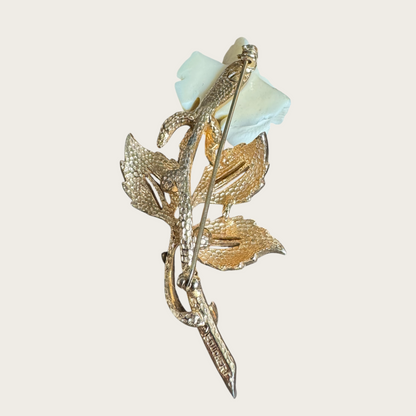 Marcel Boucher Carved Faux Ivory Rose Brooch & Clip-On Earrings – U.S. Patent