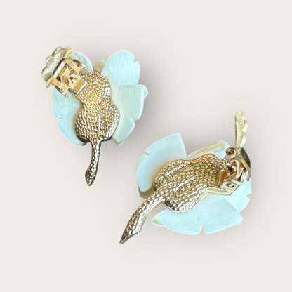 Marcel Boucher Carved Faux Ivory Rose Brooch & Clip-On Earrings – U.S. Patent