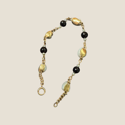 Vintage 14 Karat Gold Bracelet with Cultured Baroque Pearls & Onyx Beads