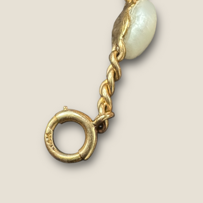 Vintage 14 Karat Gold Bracelet with Cultured Baroque Pearls & Onyx Beads