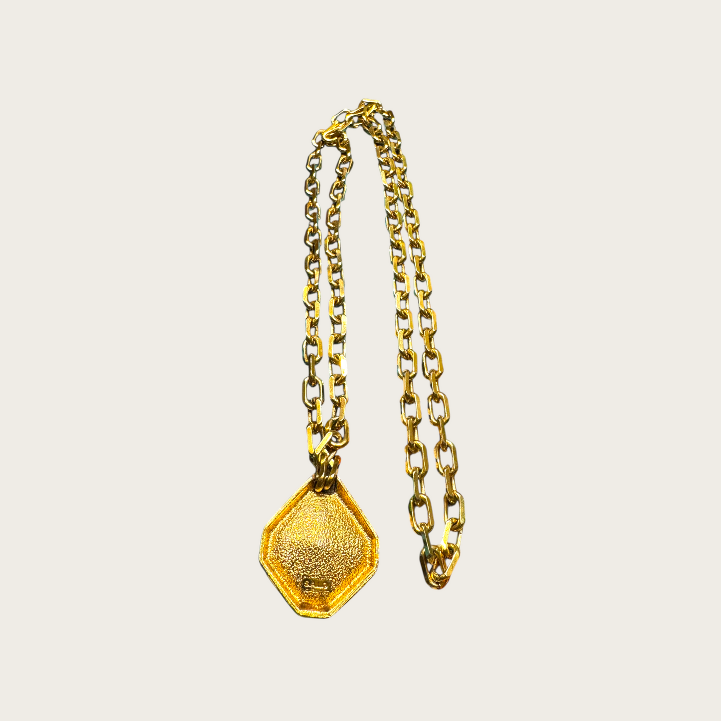 Vintage SAL Swarovski Hexagonal Crystal Pendant Necklace – Gold-Tone