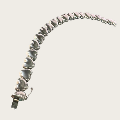 Vintage Italian Sterling Silver 925 Linked Heart Bracelet