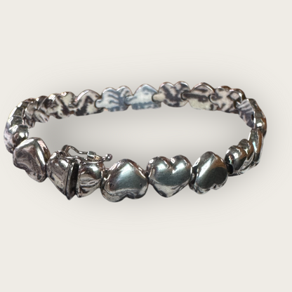 Vintage Italian Sterling Silver 925 Linked Heart Bracelet