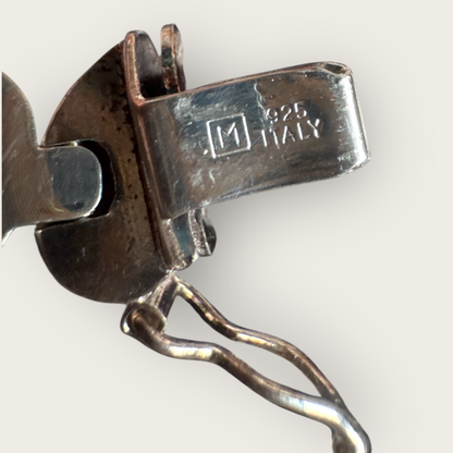 Vintage Italian Sterling Silver 925 Linked Heart Bracelet