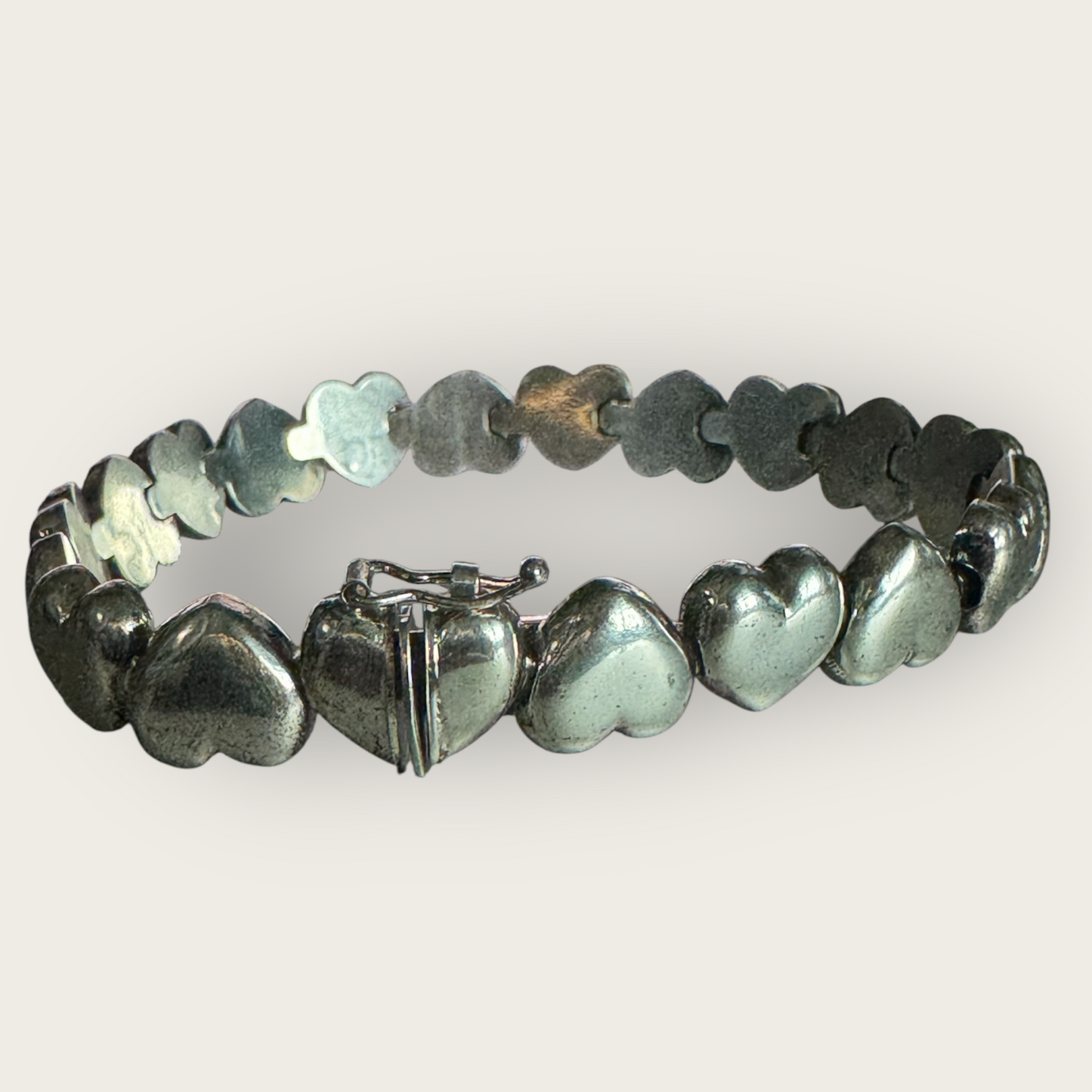 Vintage Italian Sterling Silver 925 Linked Heart Bracelet