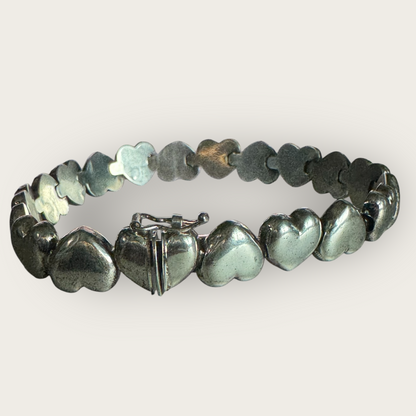 Vintage Italian Sterling Silver 925 Linked Heart Bracelet