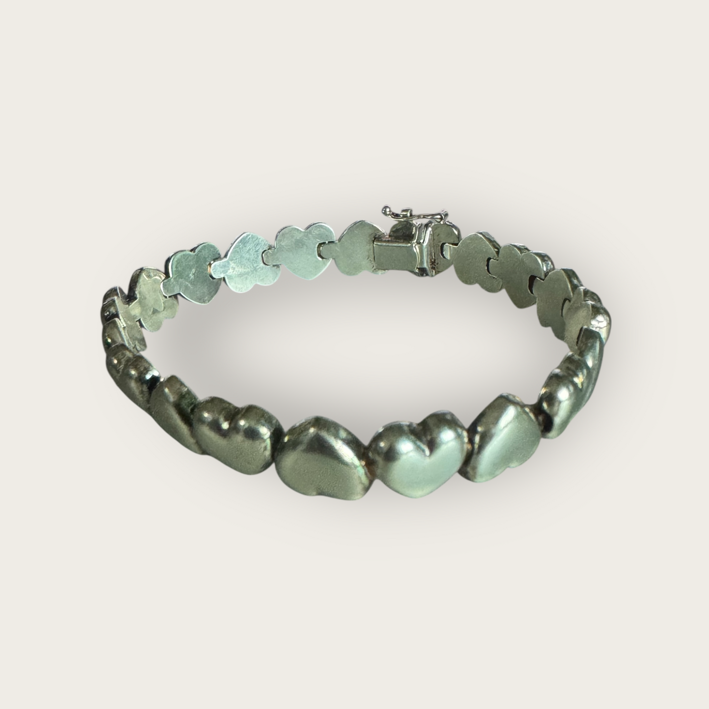 Vintage Italian Sterling Silver 925 Linked Heart Bracelet