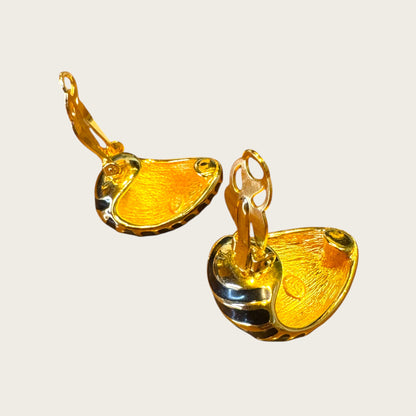 Joan Rivers Gold-Tone Zebra Stripe Clip-On Earrings – Black Enamel | 1990s Statement Couture
