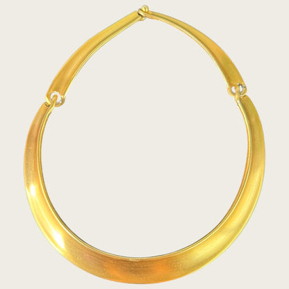 Vintage Anne Klein Satin Gold Hinged Collar Necklace – 1980s Sculptural Matte Choker