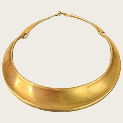 Vintage Anne Klein Satin Gold Hinged Collar Necklace – 1980s Sculptural Matte Choker